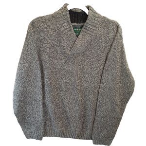 David Taylor Collection Men's L grey marl sweater Cross over v neck soft EUC